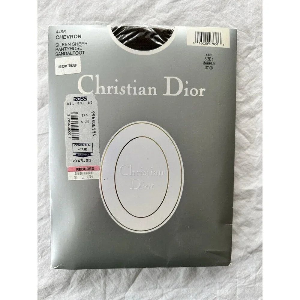 Christian Dior 4496 Chevron Marron Sandalfoot Silken Sheen Pantyhose Size 1